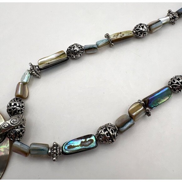 Cookie Lee Abalone Shell Necklace with Silver Tone Bead Accents - Picture 5 of 7